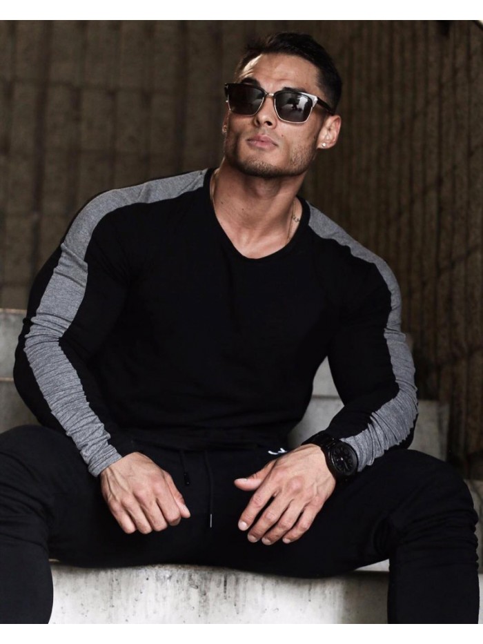 Men fashion t shirt 2018 NEW Spring summer Slim shirts male Tops Leisure Bodybuilding Long Sleeve personality tees clothing