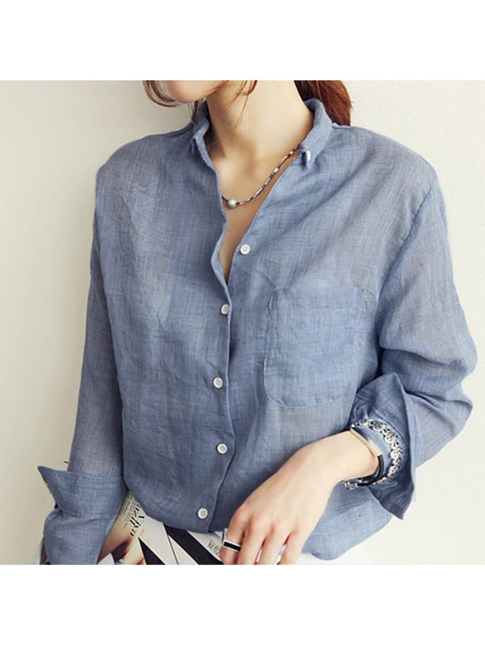 Womens Tops Fashion 2018 Autumn Linen White Shirt Women Long Sleeve Blouse Korean Woman Clothes