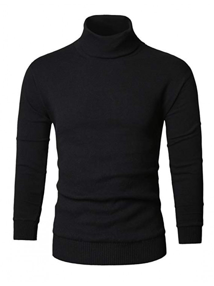 Mens Casual Basic Knitted Turtleneck Slim Fit Pullover Thermal Sweaters