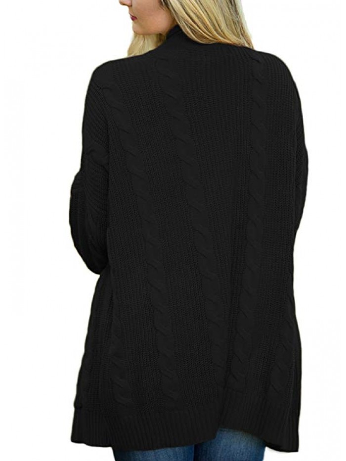 Womens Fashion Open Front Long Sleeve Cardigans Sweater Pocket