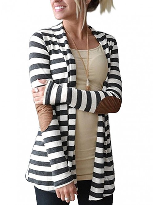 Women's Black White Elbow Patch Shawl Collar Summe...