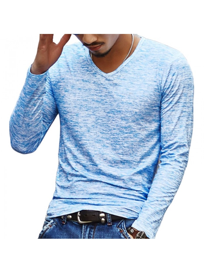 NEW Trendy Men T Shirt Casual Long Sleeve Slim Men's Basic Tops Tees Summer Stretch T-shirt Mens Clothing Chemise Homme