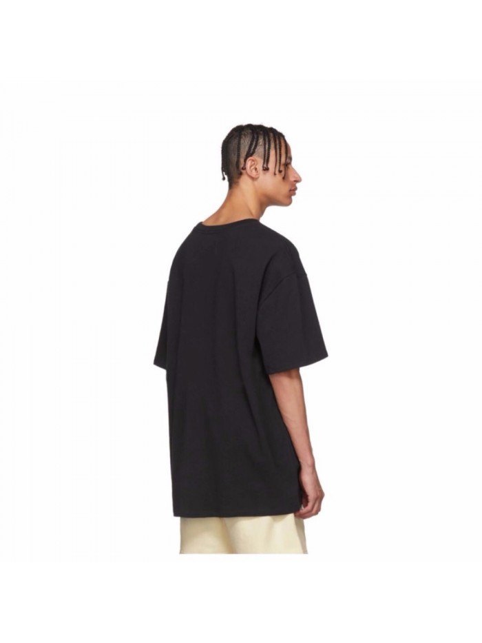Double stranded double yarn fabric T-shirt fog black and white couple hip-hop short sleeved